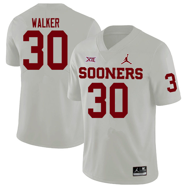 Men #30 Brynden Walker Oklahoma Sooners College Football Jerseys Sale-White - Click Image to Close